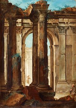 427. Jean Baptiste Lallemand Circle of, Capriccio with ruins.