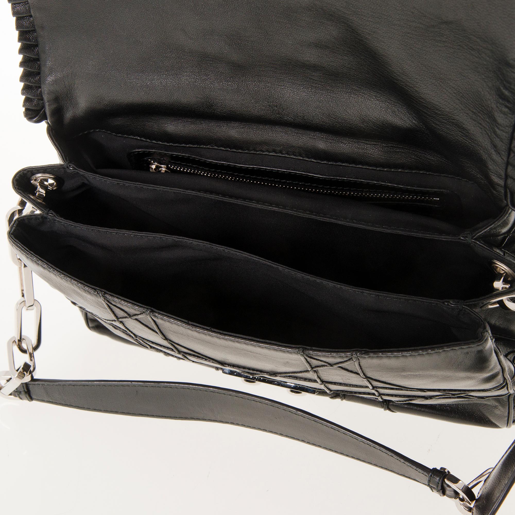 CHRISTIAN DIOR Quilted Ruffle Leather New Lock Flap Bag.