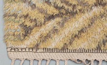 RUG. "Marina, gul". Knotted pile (rya). 212,5 x 150,5 cm. Signed AB MMF BN.