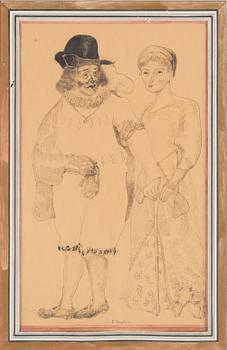 ERNST JOSEPHSON, indian ink on paper glued down on cardboard, signed E. Josephson.