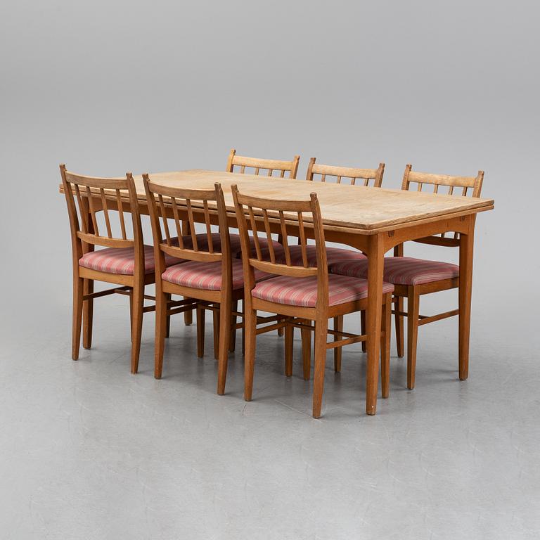 Carl Malmsten, matsalsmöbel, 7 delar, "Solna" och "Gustavus", 1900-talets andra hälft.