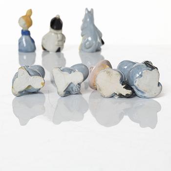 Leo Tykkyläinen, figuriner, 10 st, keramik, Mumin, Finland, 1950-tal.