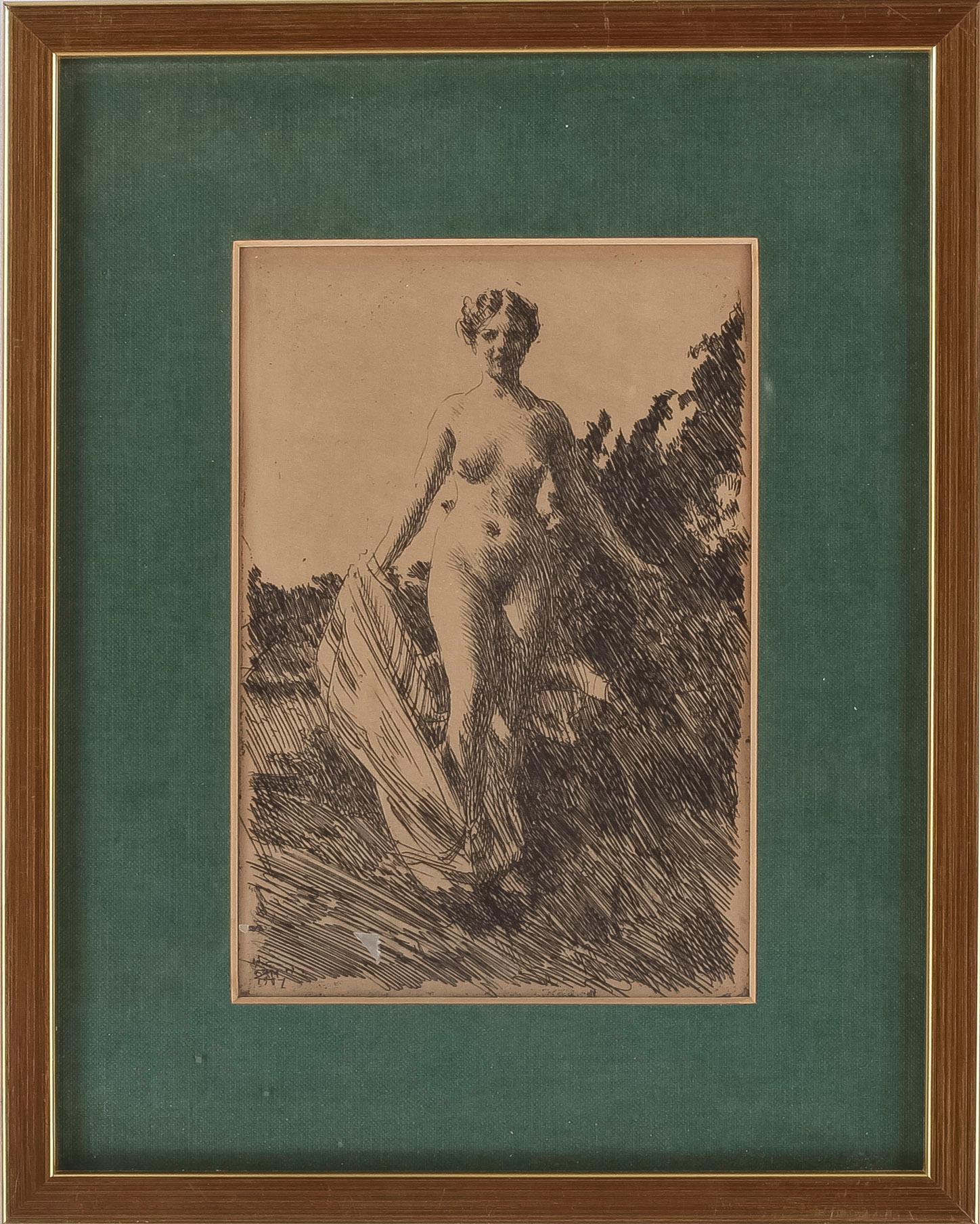 ANDERS ZORN, etsing, signerad o daterad i plåten 1907.