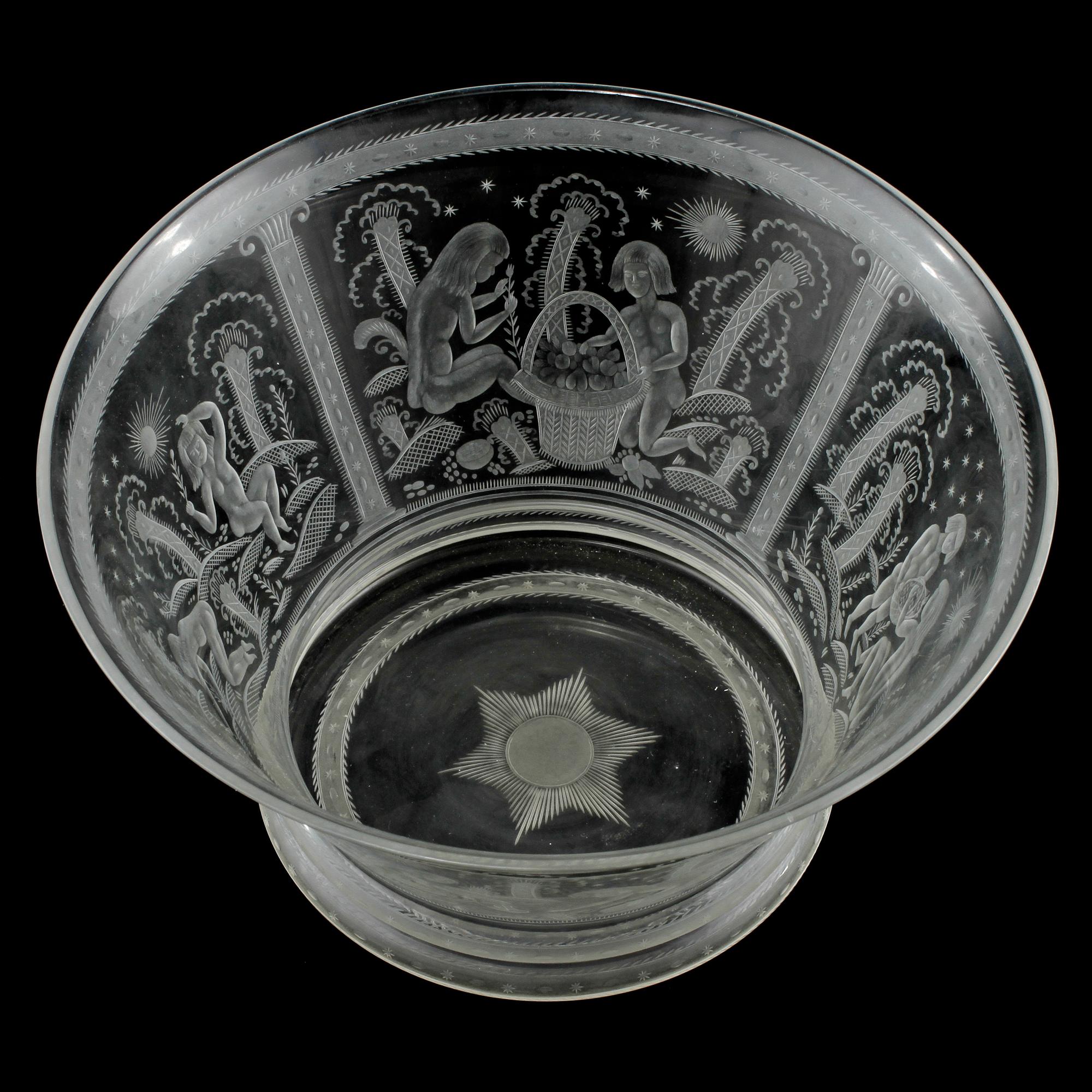 EDWARD HALD, skål, glas, Orrefors, signerad och daterad 1926.