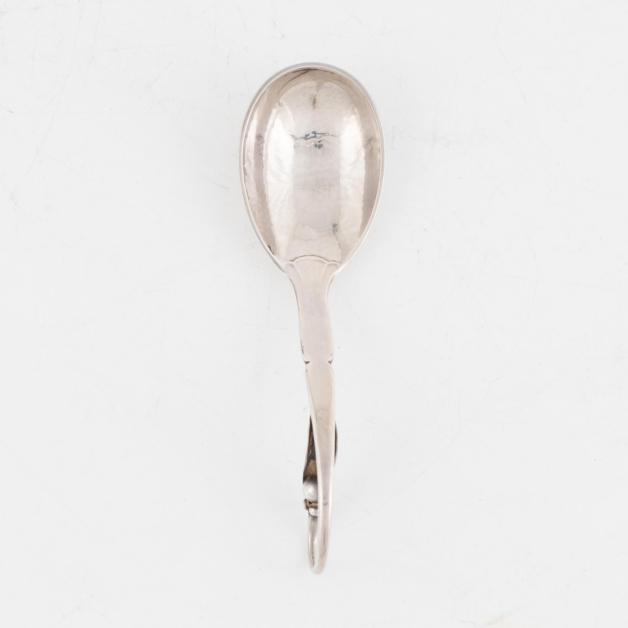 Georg Jensen, a , sterling silver serving spoon, Denmark 1933-44.