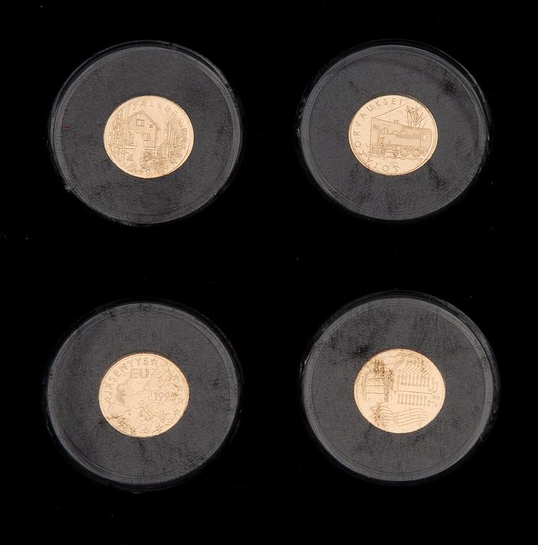 A 1900-2000s Finnish coin collection, partly gold.