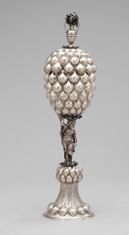 A 19th century goblet with cover, Russian fantasy marks.