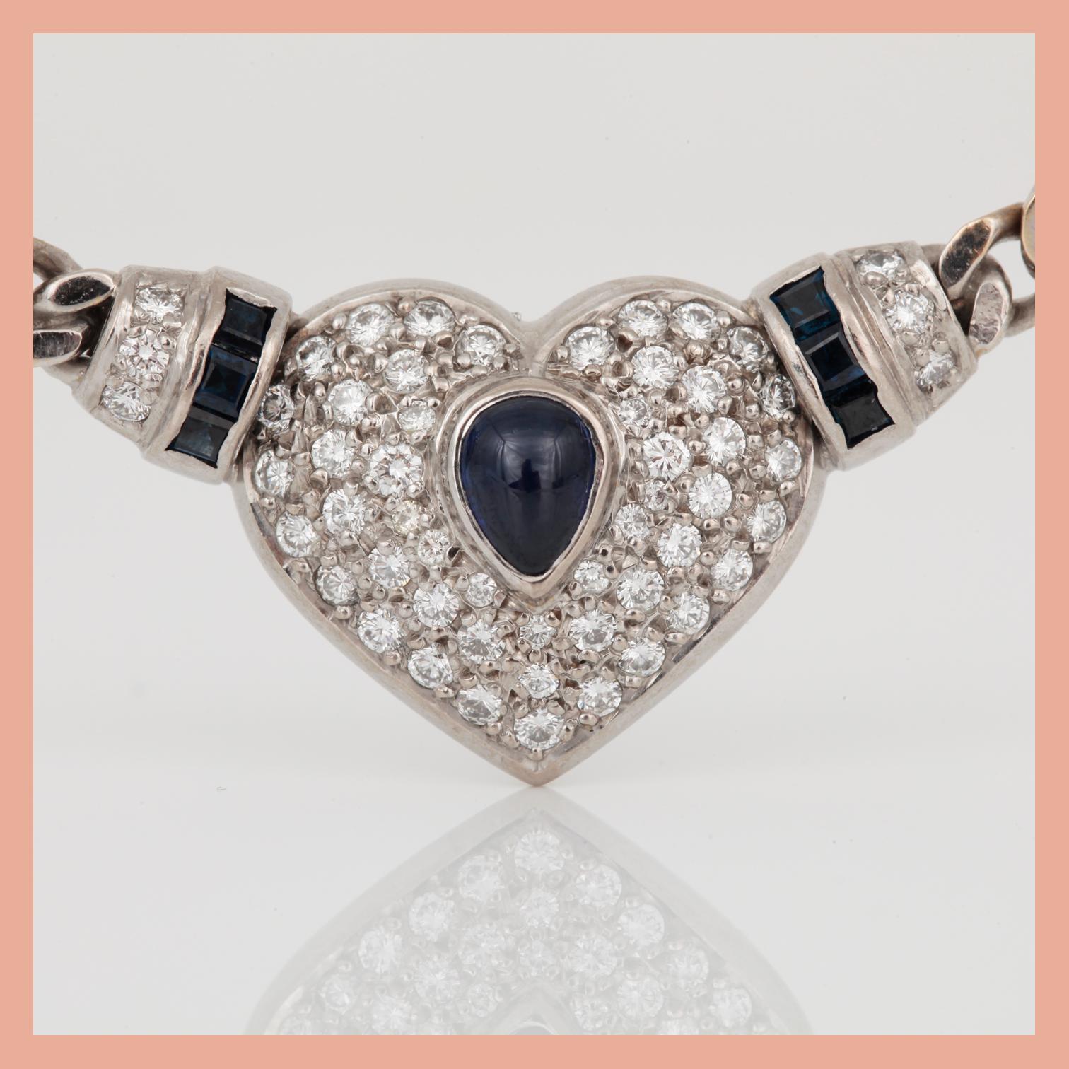 COLLIER, 18K vitguld med briljantslipade diamanter, tot ca 1,06 ct och safirer, tot ca 1,44 ct. Total vikt ca 49,38 g.