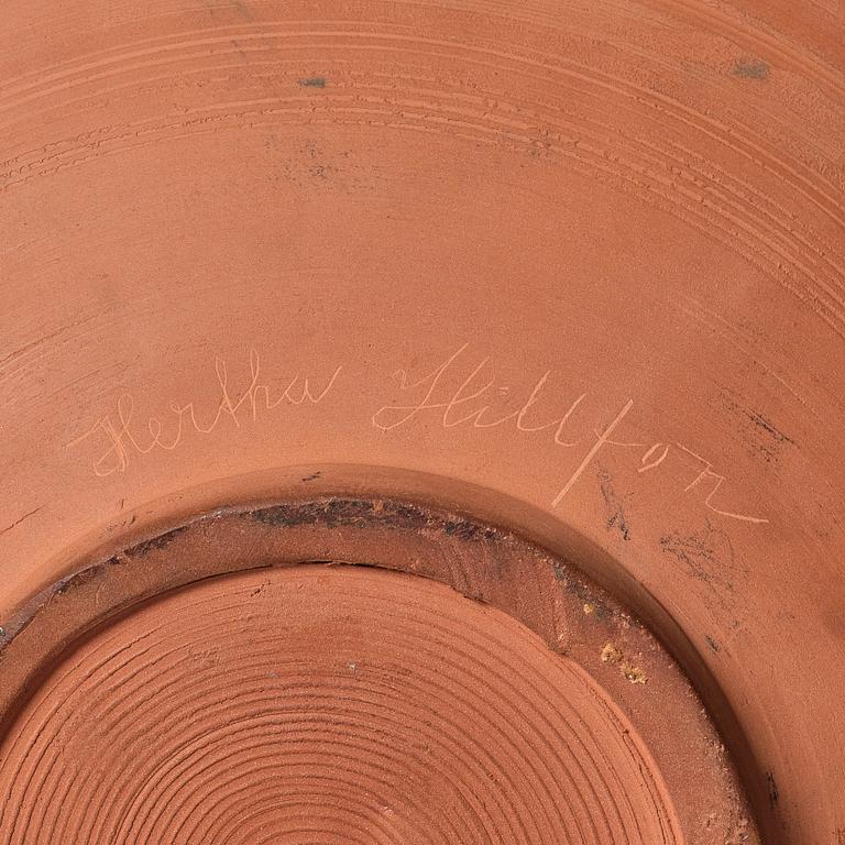 Hertha Hillfon, a large glazed ceramic dish, her own workshop, probably 1960s.