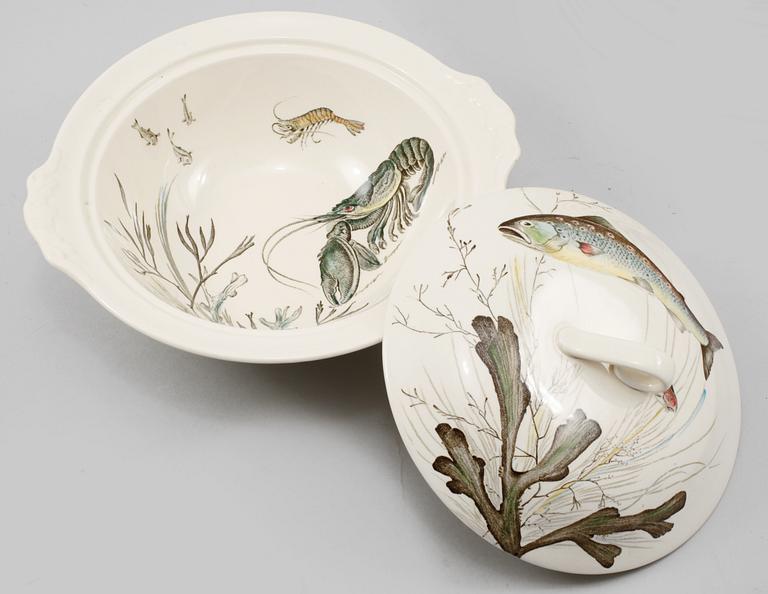 FISKSERVIS, 14 delar, flintgods, Johnson Bros, England, 1900-talets andra hälft.