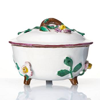 A Swedish Marieberg faience bowl with cover, period of Ehrenreich (1758-66).