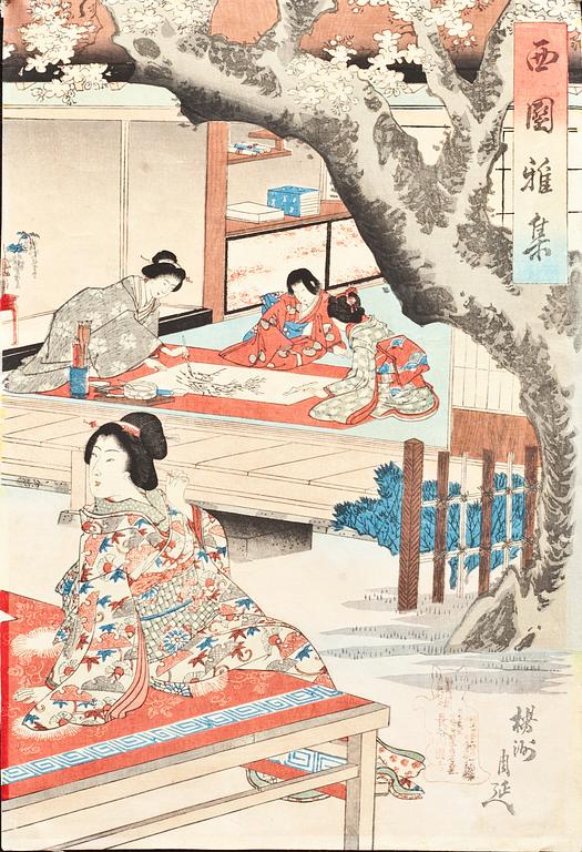 FÄRGTRÄSNITT, 3 st, Japan, 1800 och 1900-tal.