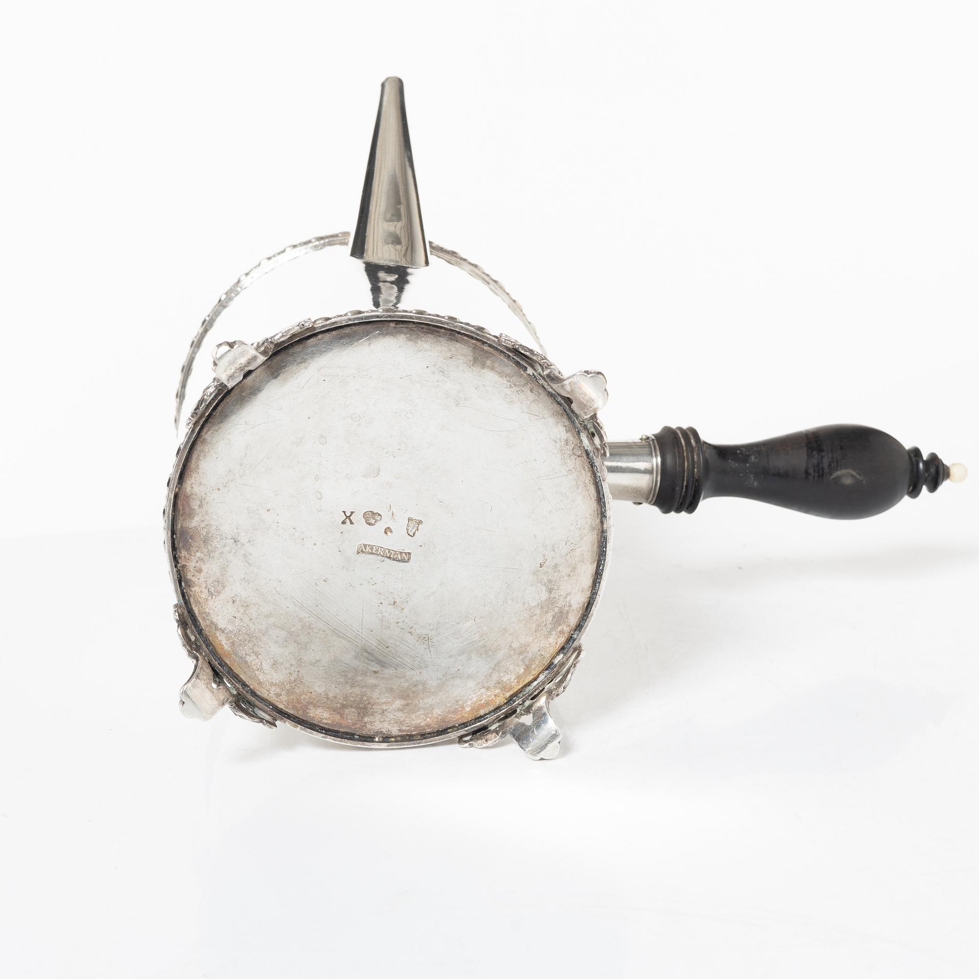 Petter Åkerman, kaffekanna, silver, Stockholm 1780. Gustaviansk.