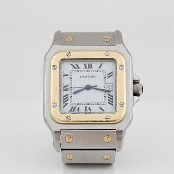 ARMBANDSUR, herr, Cartier, Santos, automatisk, stål och 18K guld.