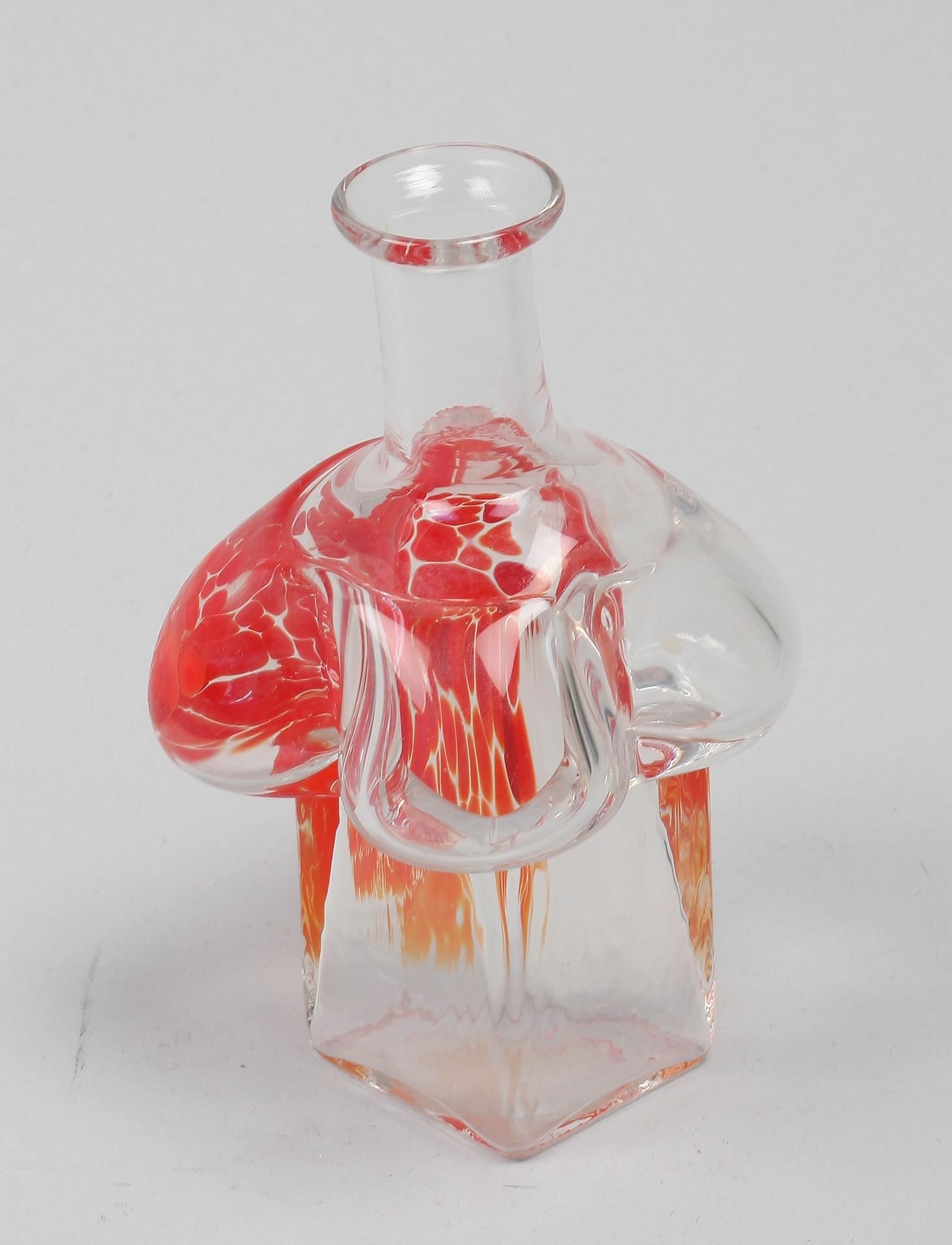 FLASKA, glas. Bertil Vallien, Boda-Åfors, Unik. Numr. S-319.