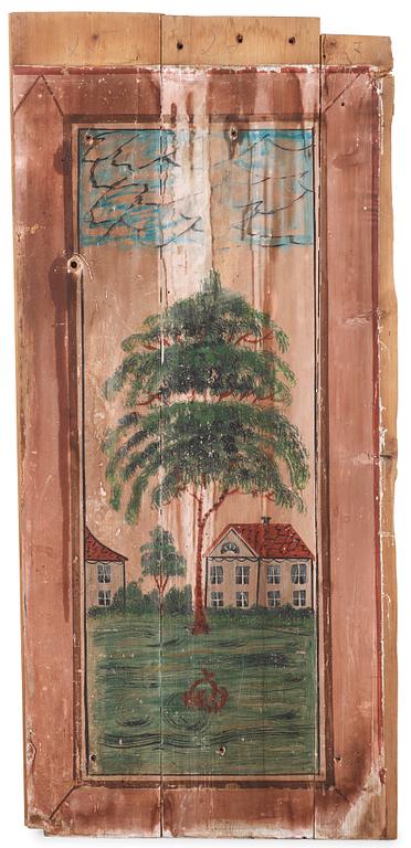 A set of Swedish mid 19th century wooden painted panels.