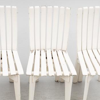 Alvar & Aino Aalto, an 'Aurino' garden furniture set with table and four chairs.