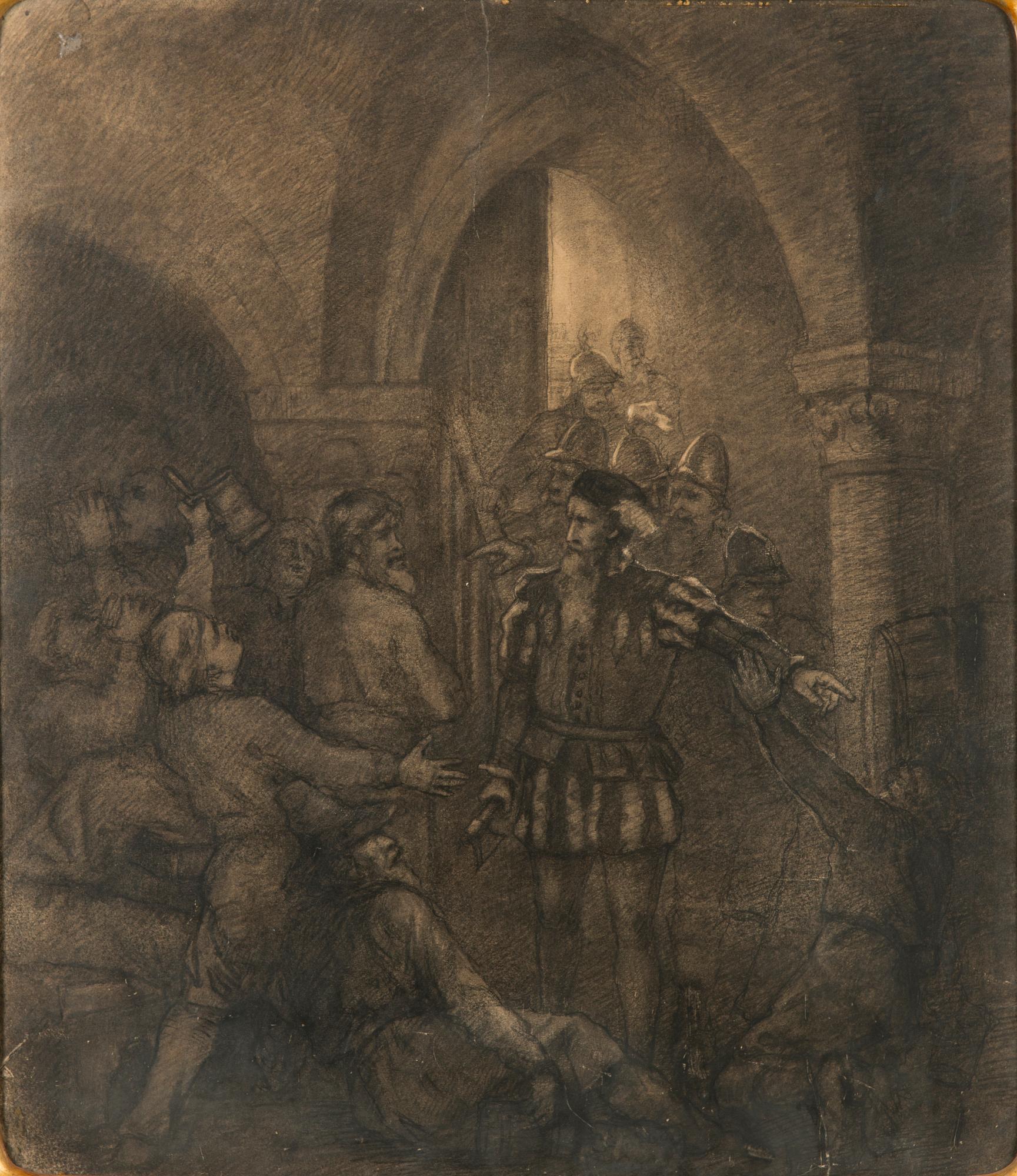 Unknown artist, charcoal drawing, circa 1900.