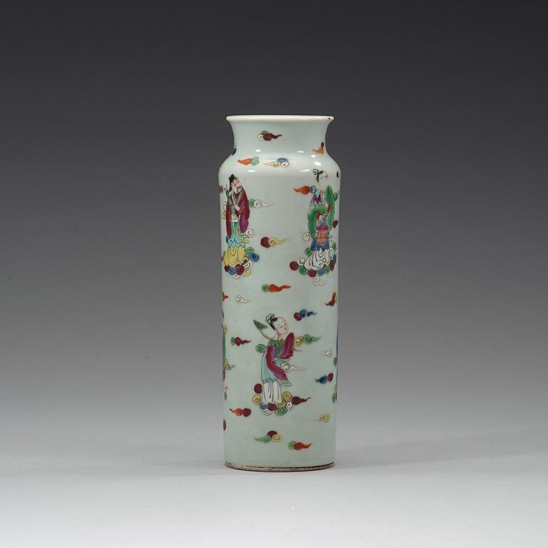 A famille rose vase with the eight immortals, late Qing dynasty, circa 1900.