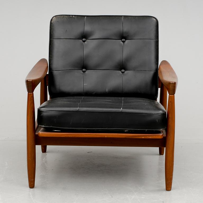 FÅTÖLJ, läder, 1950/60-tal.