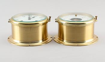SKEPPSUR SAMT BAROMETER, mässing, Schatz, 1900-talets mitt.