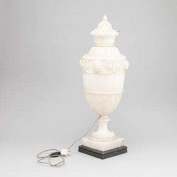 An alabaster urn/table lamp, 20th century.