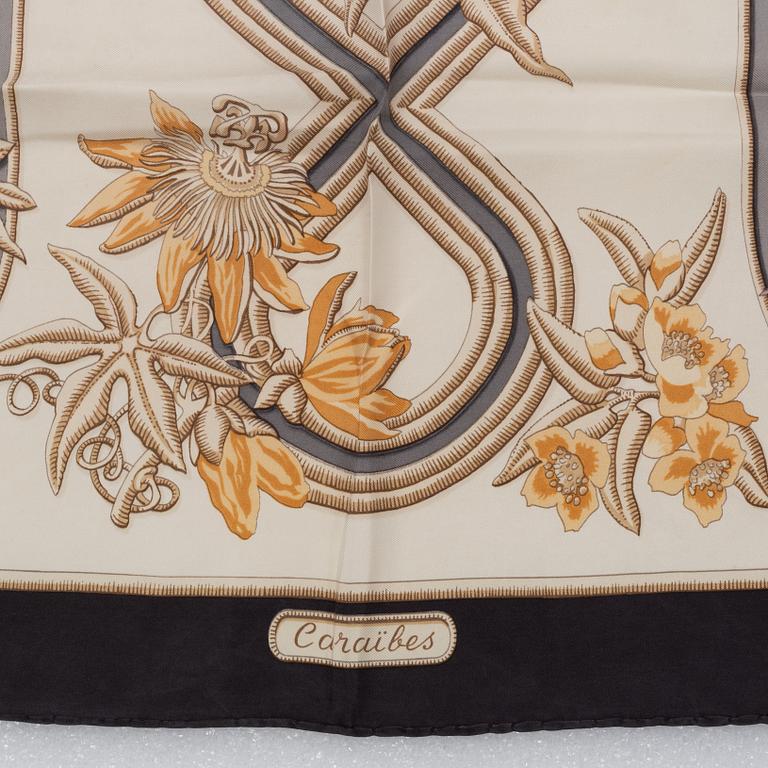 Hermès, a 'Caraibes' silk scarf.