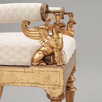 A pair of armchairs attributed to Karl Friedrich Schinkel, marked "Schloss Berlin", Berlin circa 1830.