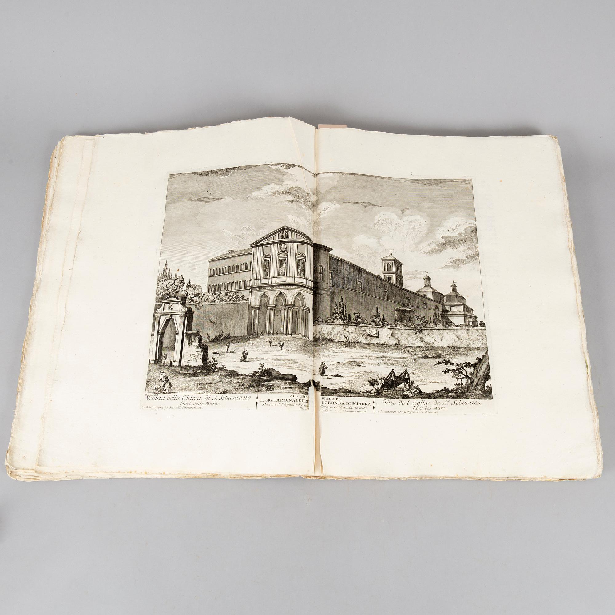 44 magnifika dubbelsidiga planscher från Rom, 1763.