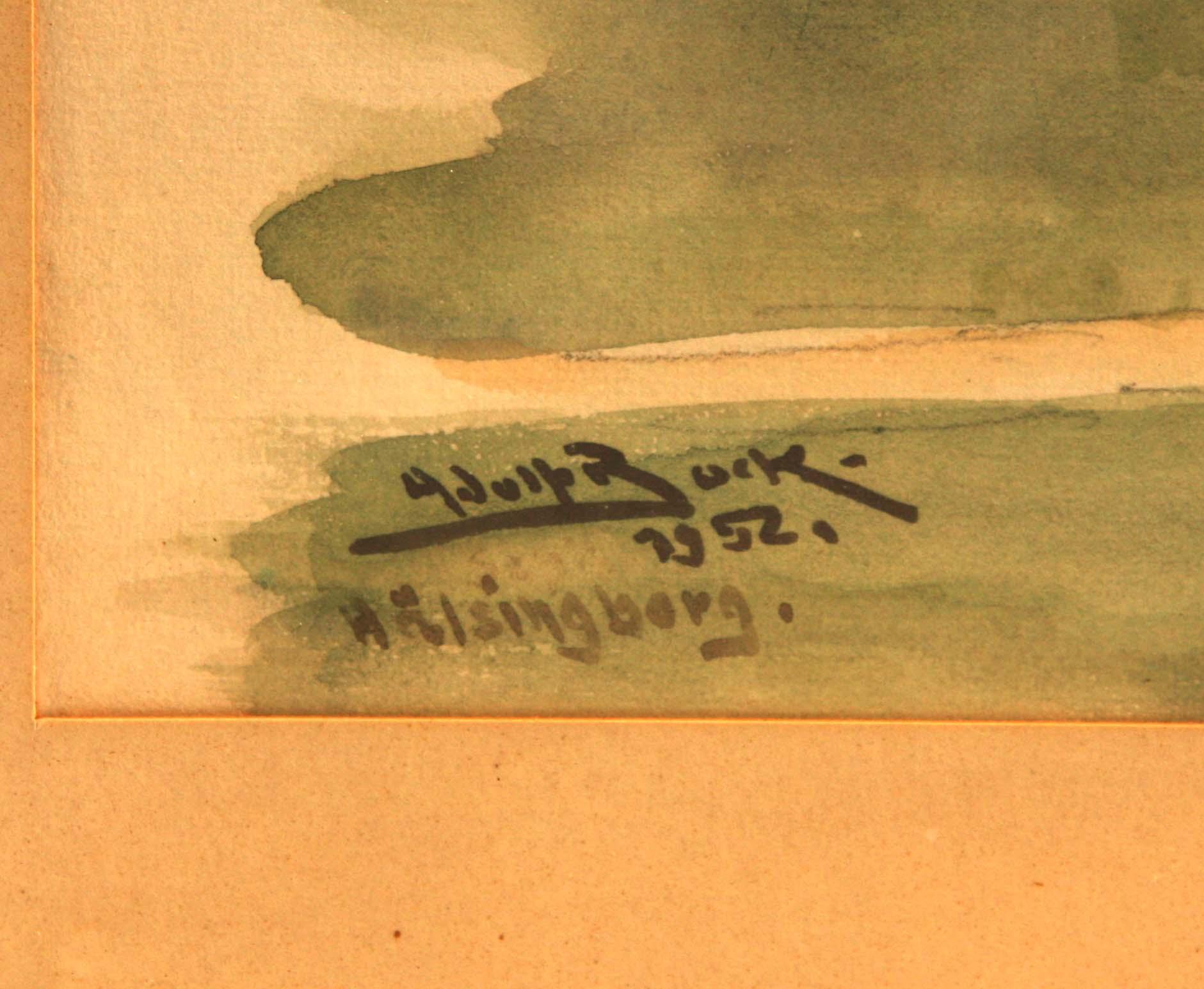 ADOLF BOCK, akvarell, sign och dat Hälsingborg 1952.
