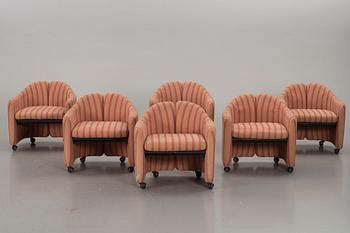 FÅTÖLJER, 6 ST , Tecno, Eugenio Geli 1900-talets mitt.