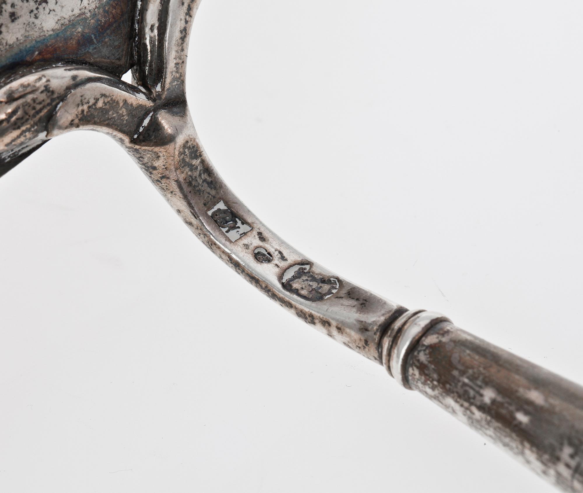 SOPPSLEVAR, 2 st, silver. Per Blomberg Gävle 1823 resp otydliga stämplar.