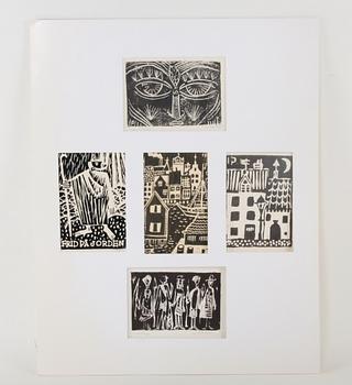 INGA PALMGREN, träsnitt, 7 st,