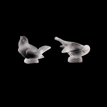 FIGURINER, 2 st, glas, Lalique, Frankrike, 1900-talets andra hälft.