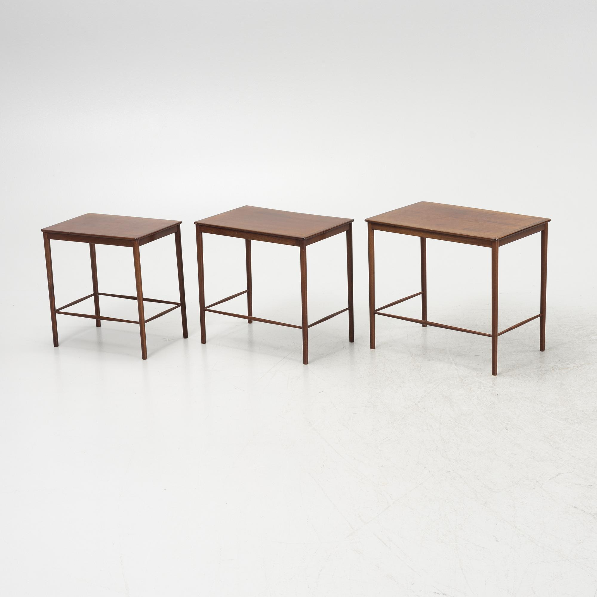 A 3-piece nest table, 1950s/1960s, Denmark.