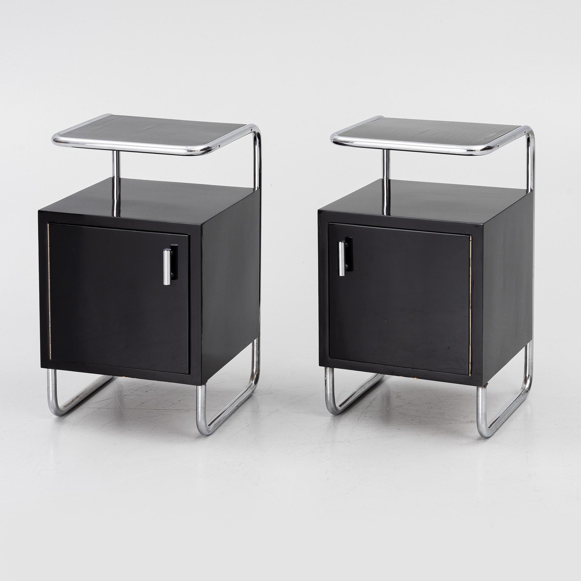 Bedside tables, a pair, Functionalist, 1930s.