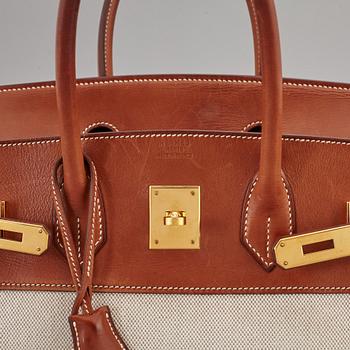 HERMÈS, a 'Birkin 35' leather and canvas bag from 2001.