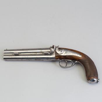 PERCUSSION LOCK PISTOL, Liege, Belgium, mid 19th century.