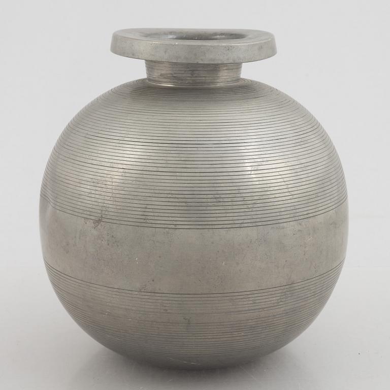 Sylvia Stave, a pewter vase model "5496", C.G. Hallberg, Stockholm, 1934.