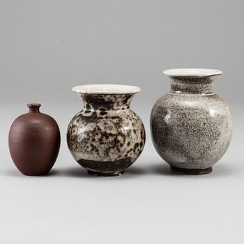 OTTO LINDIG, three stoneware vases, signed.