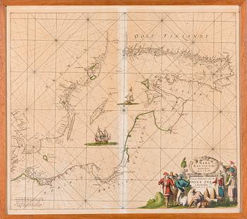 MAP, hand-coloured copper engraving, Frederik de Wit, Amsterdam, 17th century.