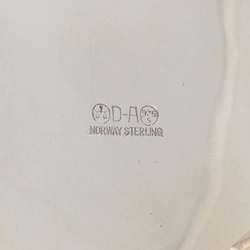 A Norwegian Silver Coffee Pot, Creamer and Sugar Bowl, mark of David Andersen, Oslo, mid-20th Century.