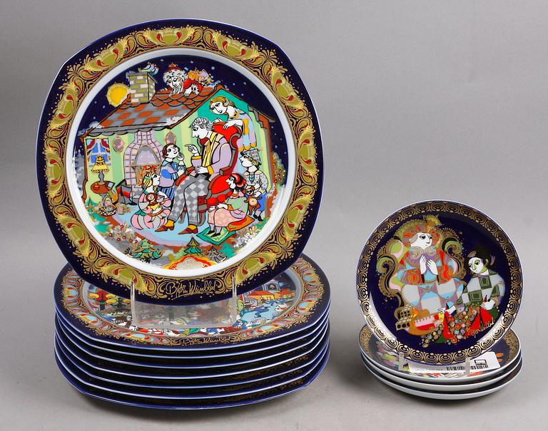 SAMLARTALLRIKAR, 12 st, porslin, Björn Wiinblad, Rosenthal studio-linie.