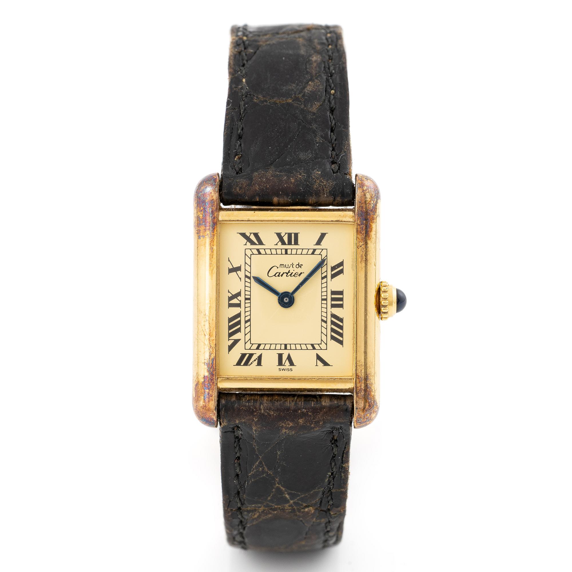 must de CARTIER, Tank, wristwatch, 20,5 x 20 (28) mm.