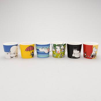 MUMINMUGGAR, 6 st, porslin, Moomin Characters, Arabia, 2000-tal.