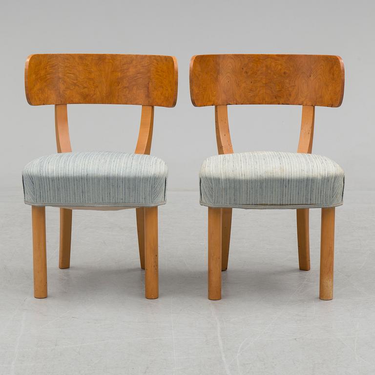 A set of eight chairs and a dining table 'Birka' by Axel Einar Hjorth, Nordiska Kompaniet, 1930s.