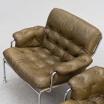 Pethrus Lindlöf, armchairs, a pair, "Eva", AB Lindlöfs Möbler, Lammhult, 1970s.
