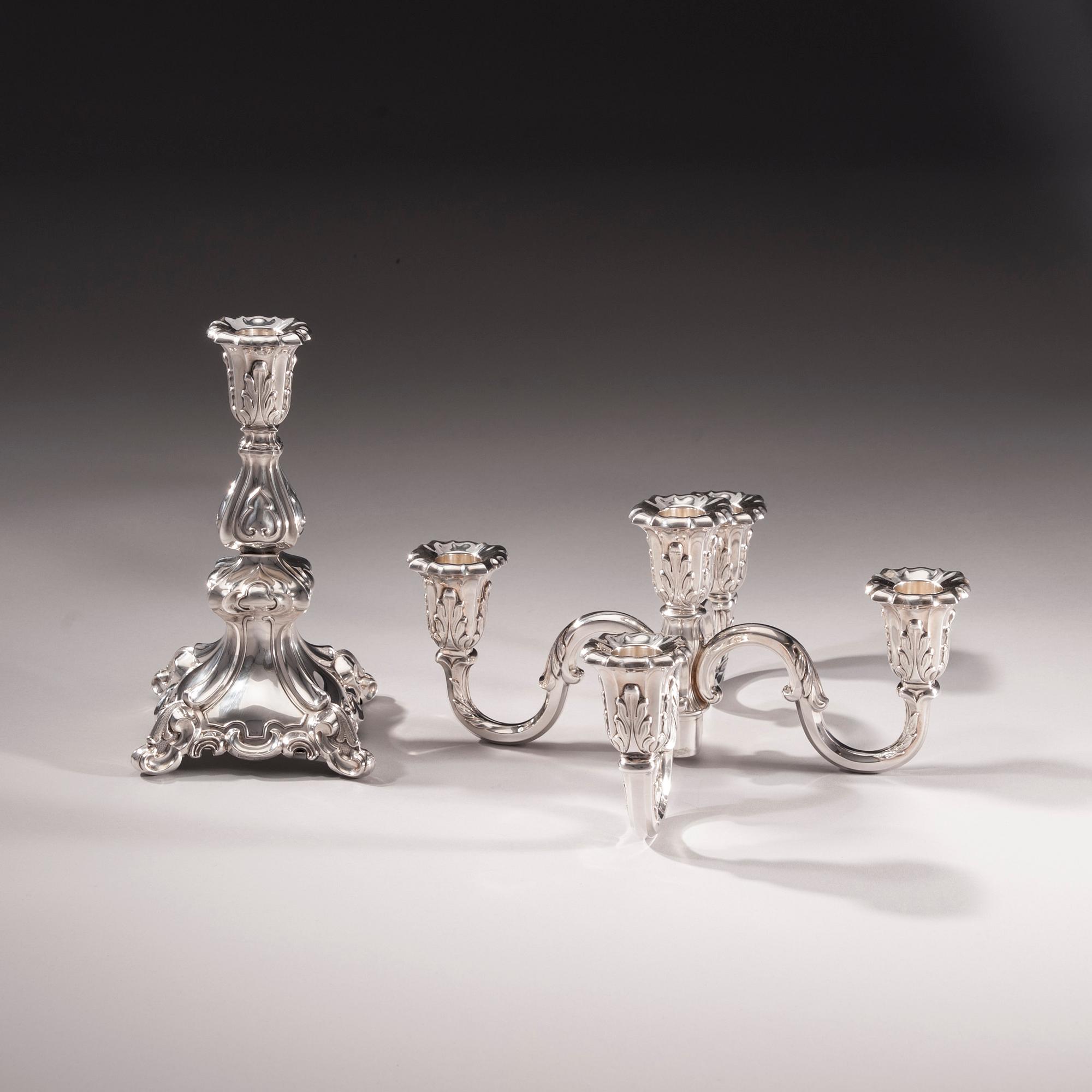 KANDELABER, silver, Auran Kultasepät, Åbo 1976-1983. Tot. vikt inkl fyllning  ca 976 g.