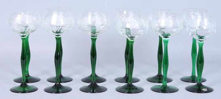 VITVINSGLAS, 12 st, Kosta, 1900-tal.