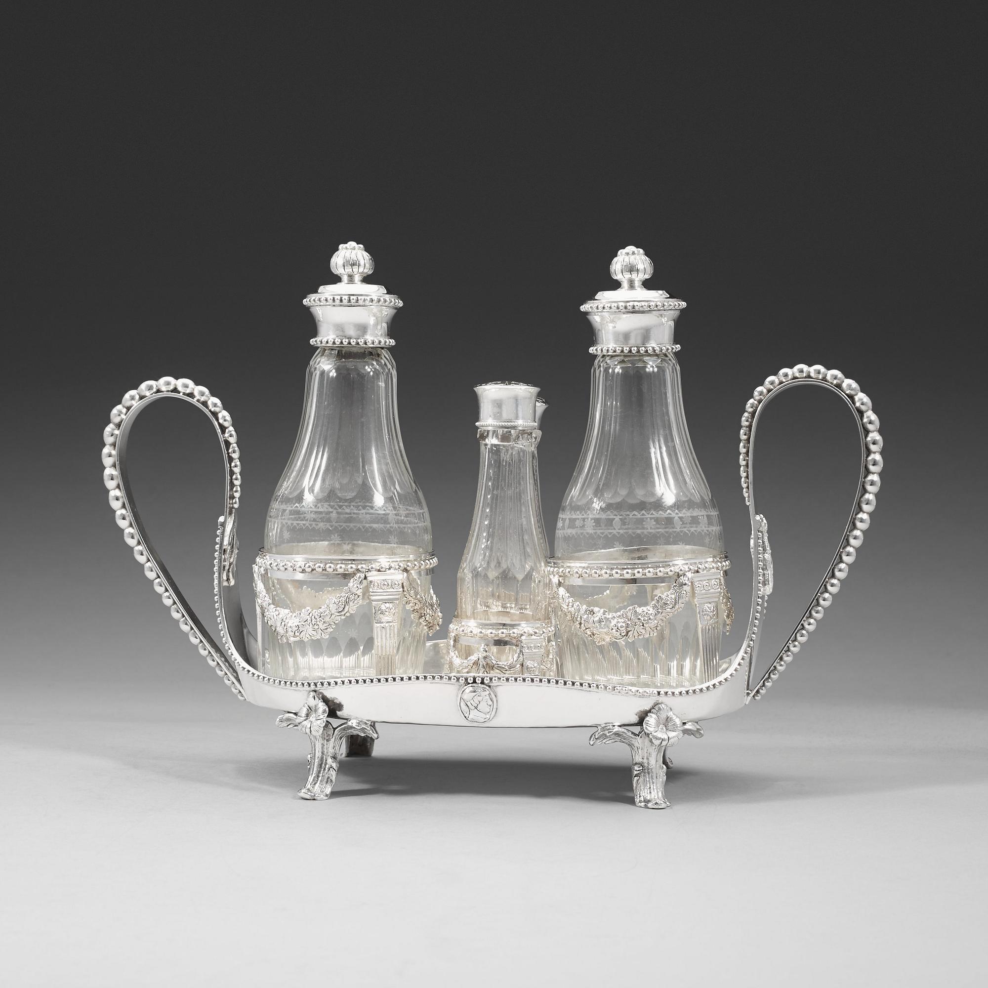 A Swedish 18th century silver cruet-set, Anders Brandt, Norköping 1786.